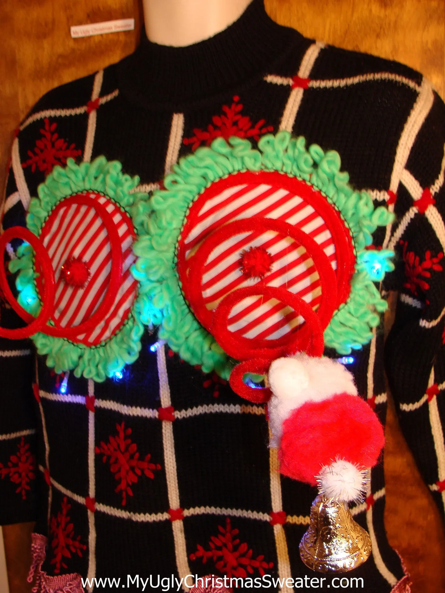 Funny Checkerboard Light-up Naughty Ugly Christmas Sweater