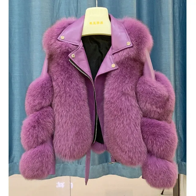 Genuine Natural Fox Fur Jacket Outwear Luxury Women 2020 Winter