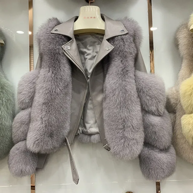 Genuine Natural Fox Fur Jacket Outwear Luxury Women 2020 Winter