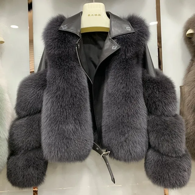 Genuine Natural Fox Fur Jacket Outwear Luxury Women 2020 Winter