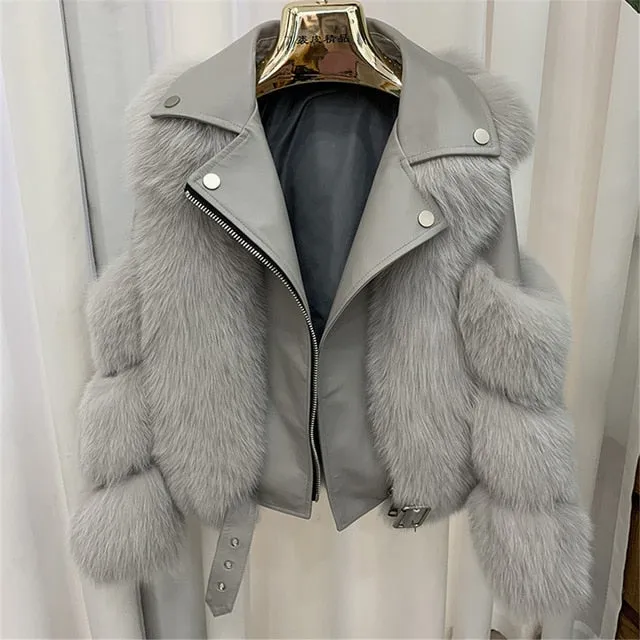 Genuine Natural Fox Fur Jacket Outwear Luxury Women 2020 Winter