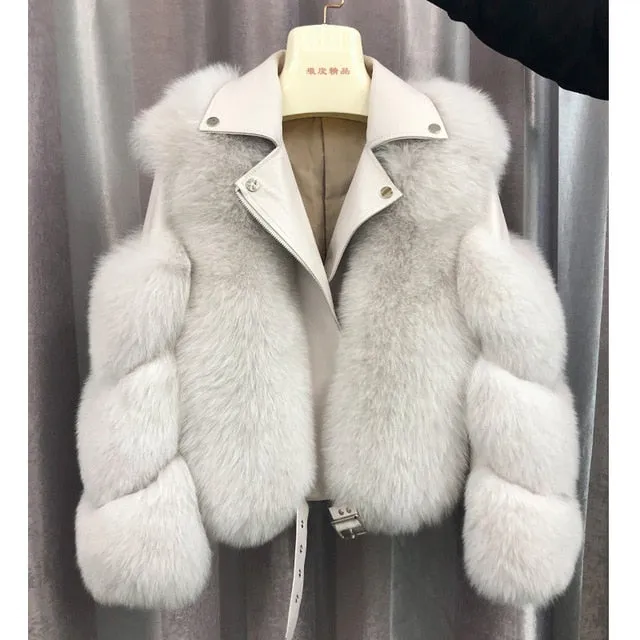 Genuine Natural Fox Fur Jacket Outwear Luxury Women 2020 Winter