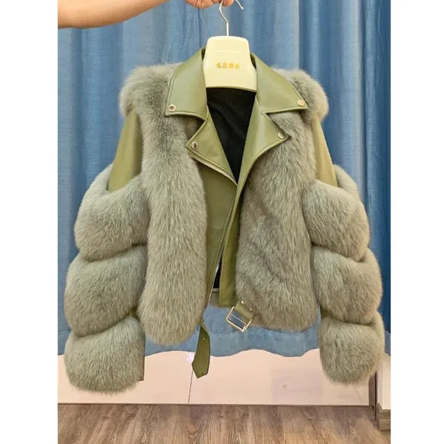 Genuine Natural Fox Fur Jacket Outwear Luxury Women 2020 Winter