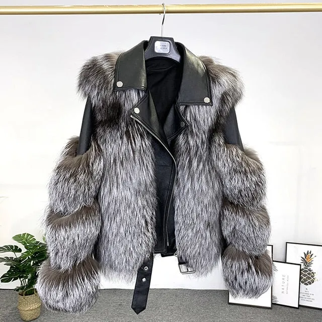 Genuine Natural Fox Fur Jacket Outwear Luxury Women 2020 Winter