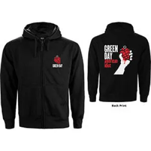 Green Day Ladies Zipped Hoodie: American Idiot (Back Print)