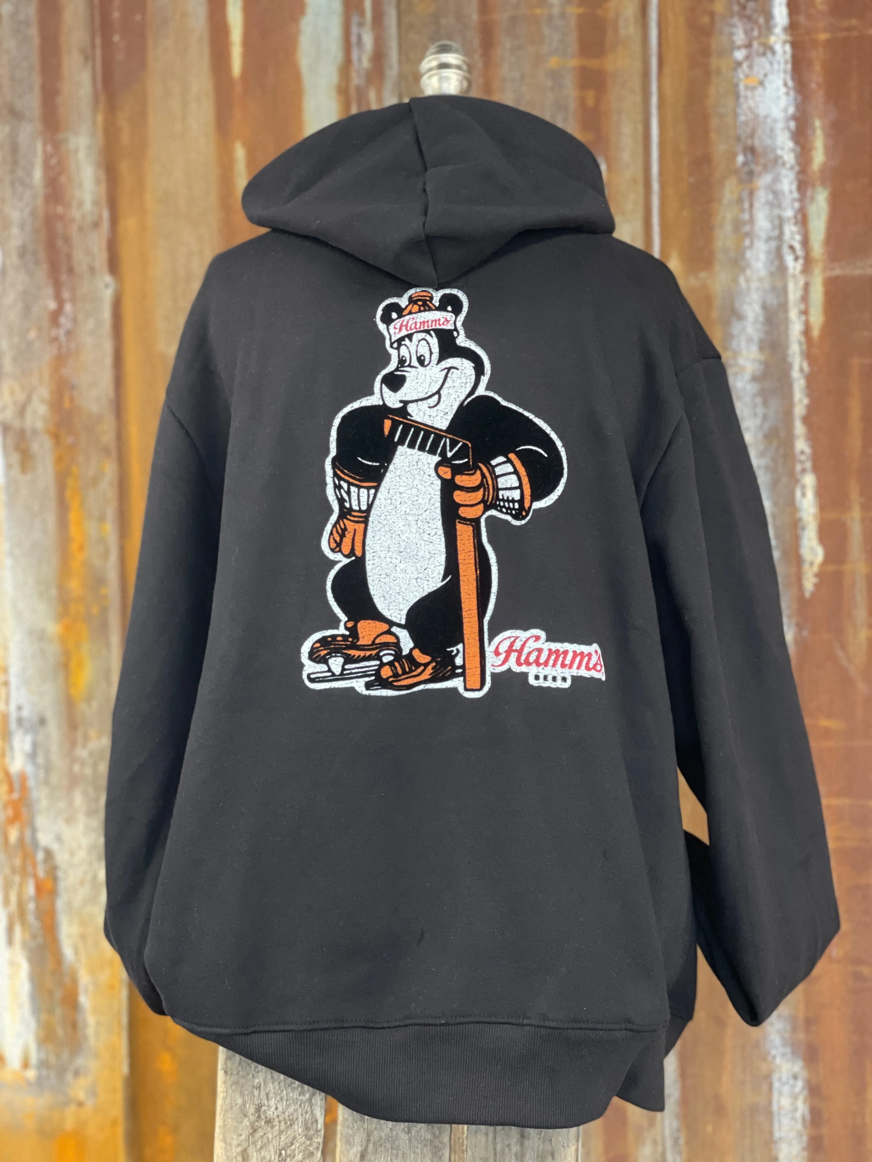 Hamm's Hockey Bear Hoodie- Classic Black CLEARANCE