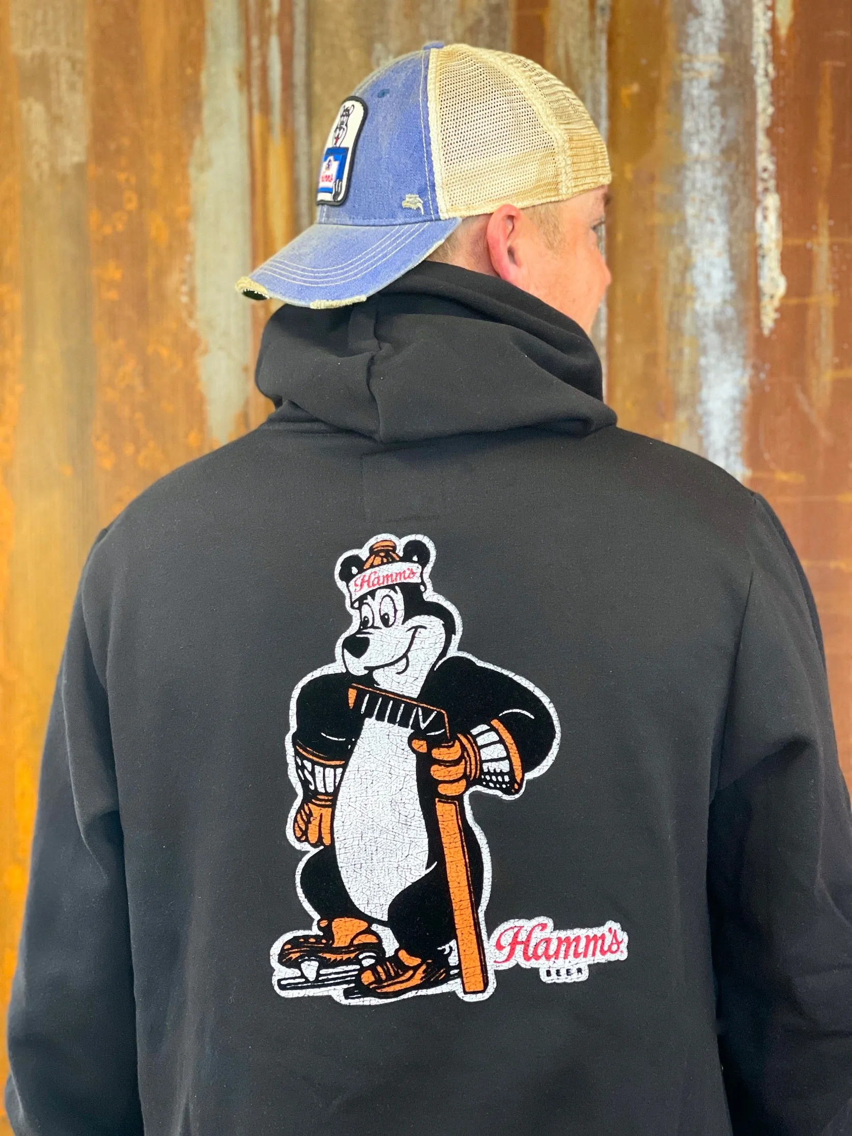 Hamm's Hockey Bear Hoodie- Classic Black CLEARANCE