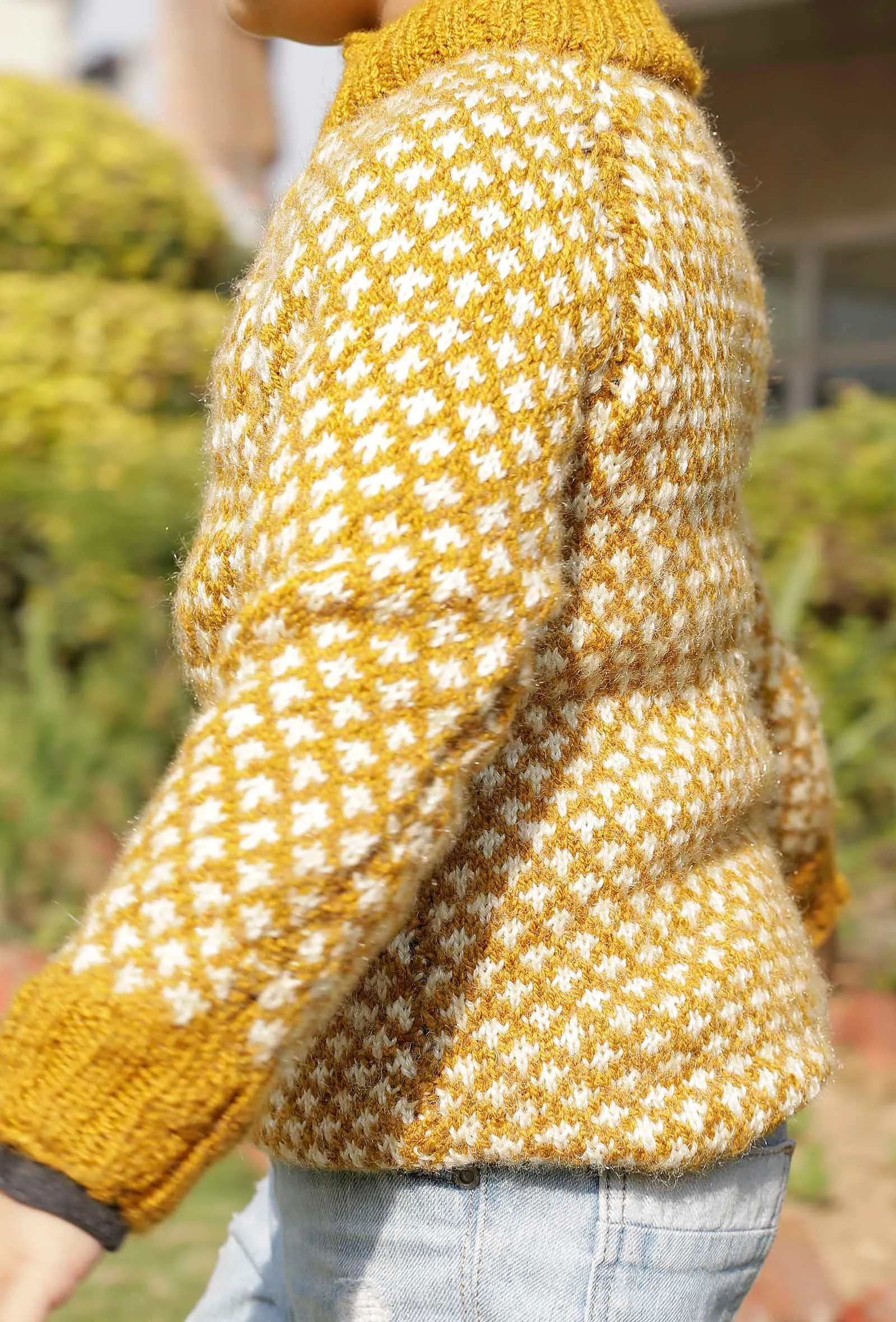 Happy Mustard Yellow Hand Knitted Sweater