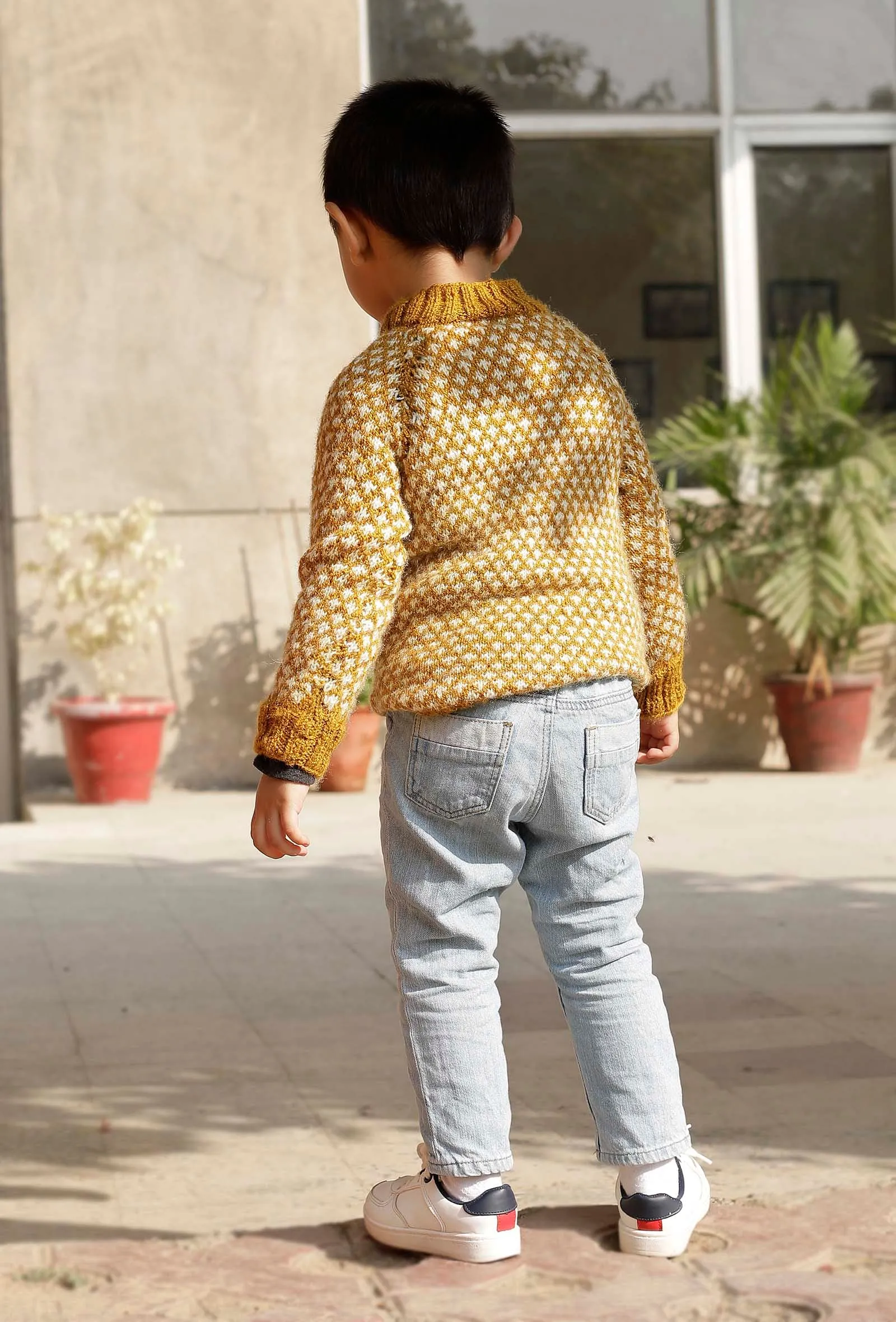 Happy Mustard Yellow Hand Knitted Sweater