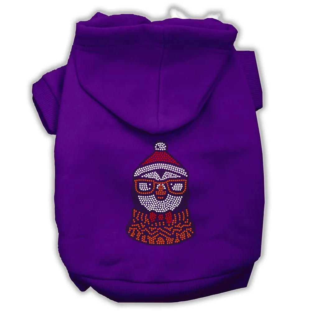 Hipster Penguin Rhinestone Dog Hoodie Purple S (10)