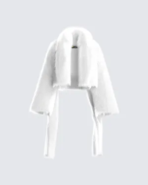 Hollis White Vegan Fur Coat