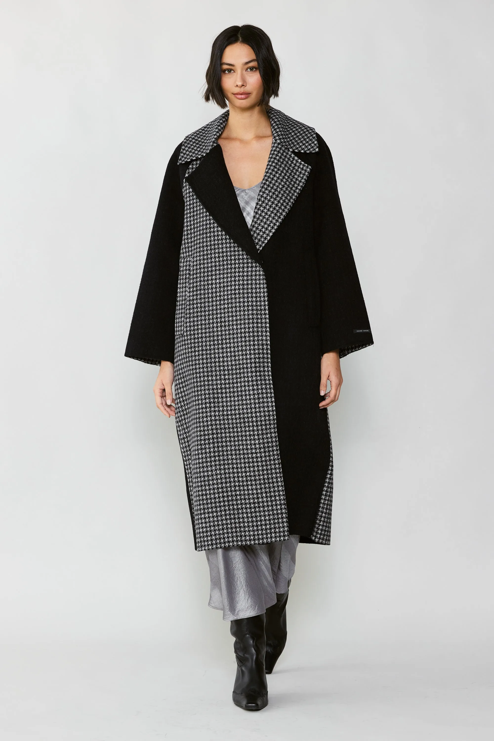 Houndstooth Oversized Wool Coat