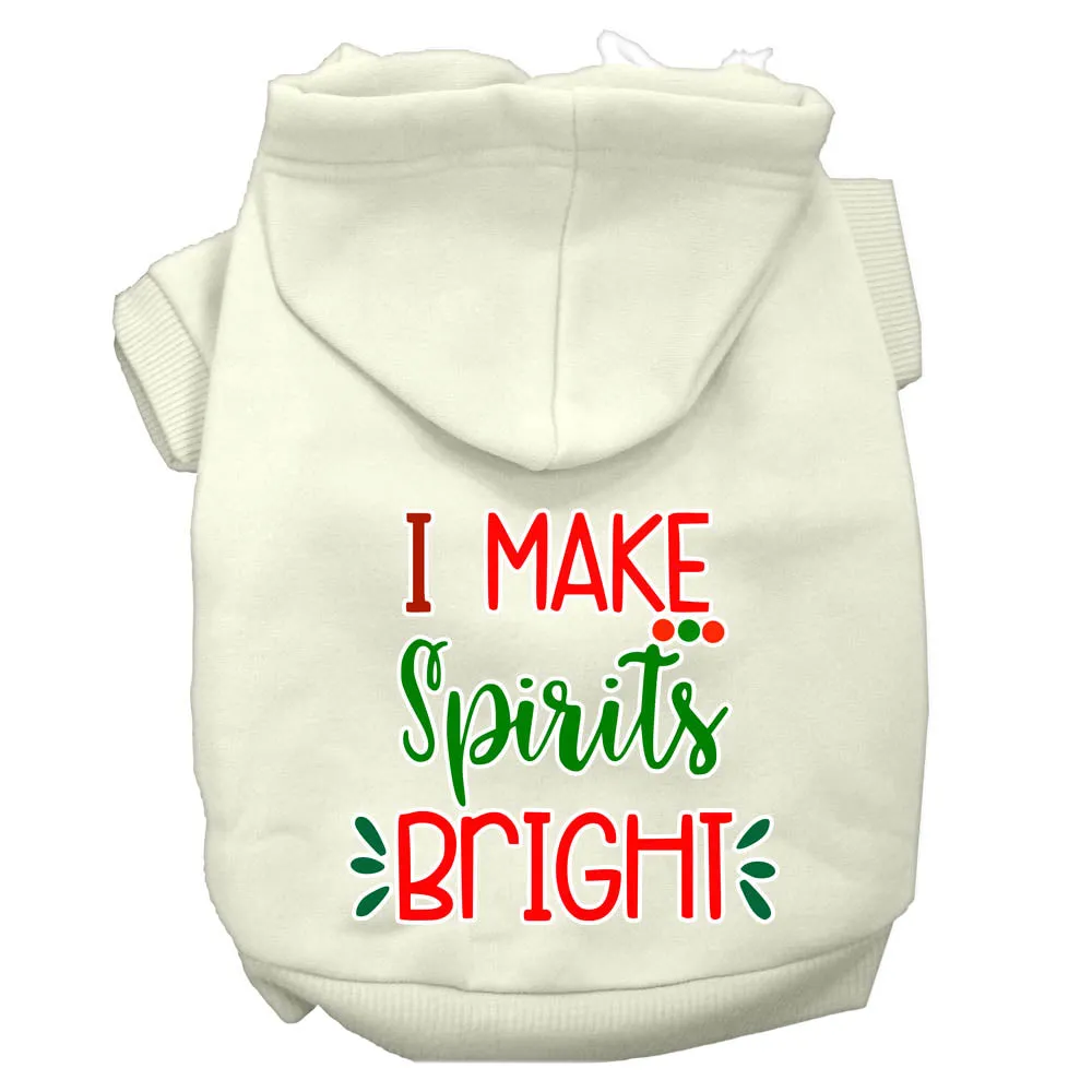 I Make Spirits Bright Screen Print Dog Hoodie Cream Xxl