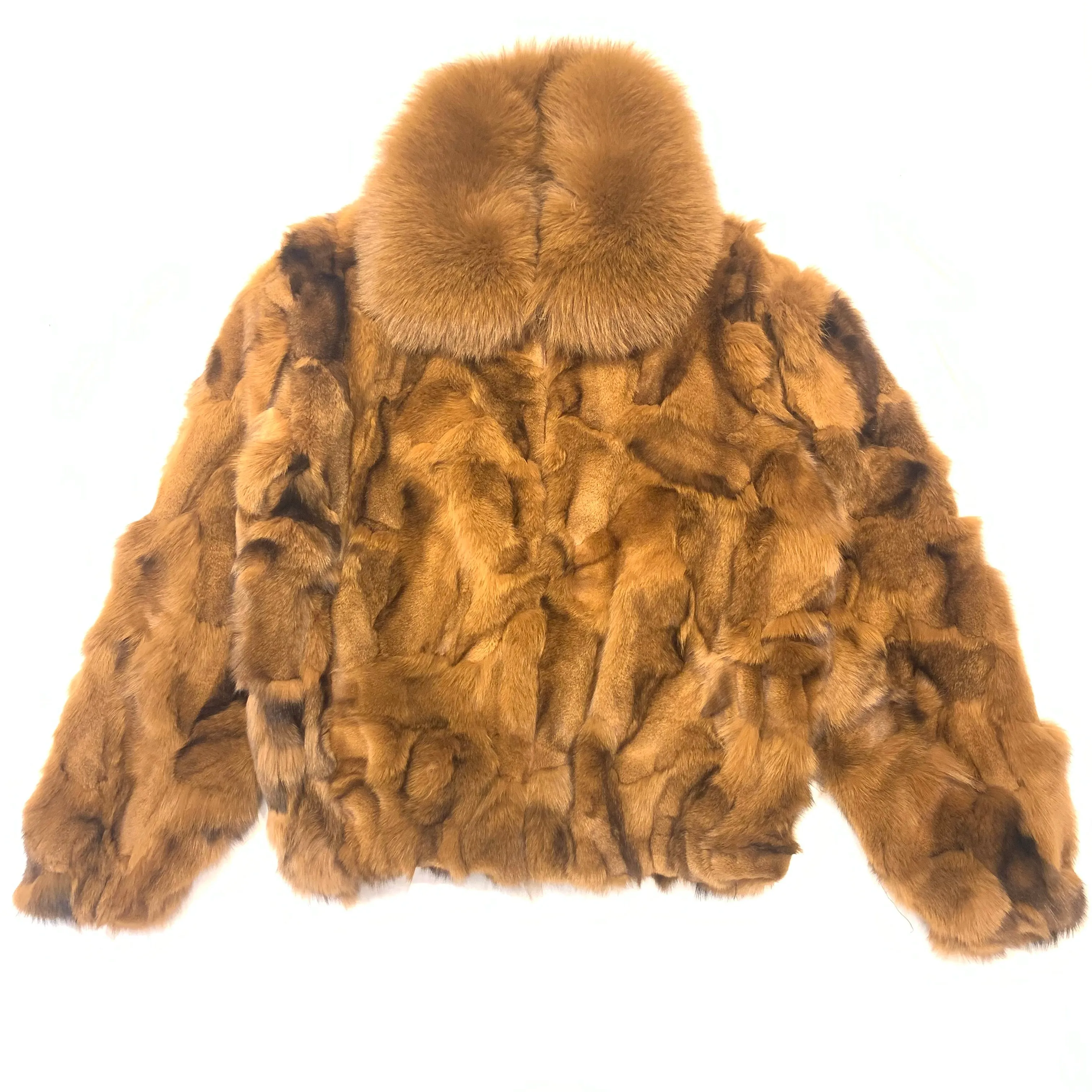 Kashani Men's Whisky Fox Fur  Bomber Coat