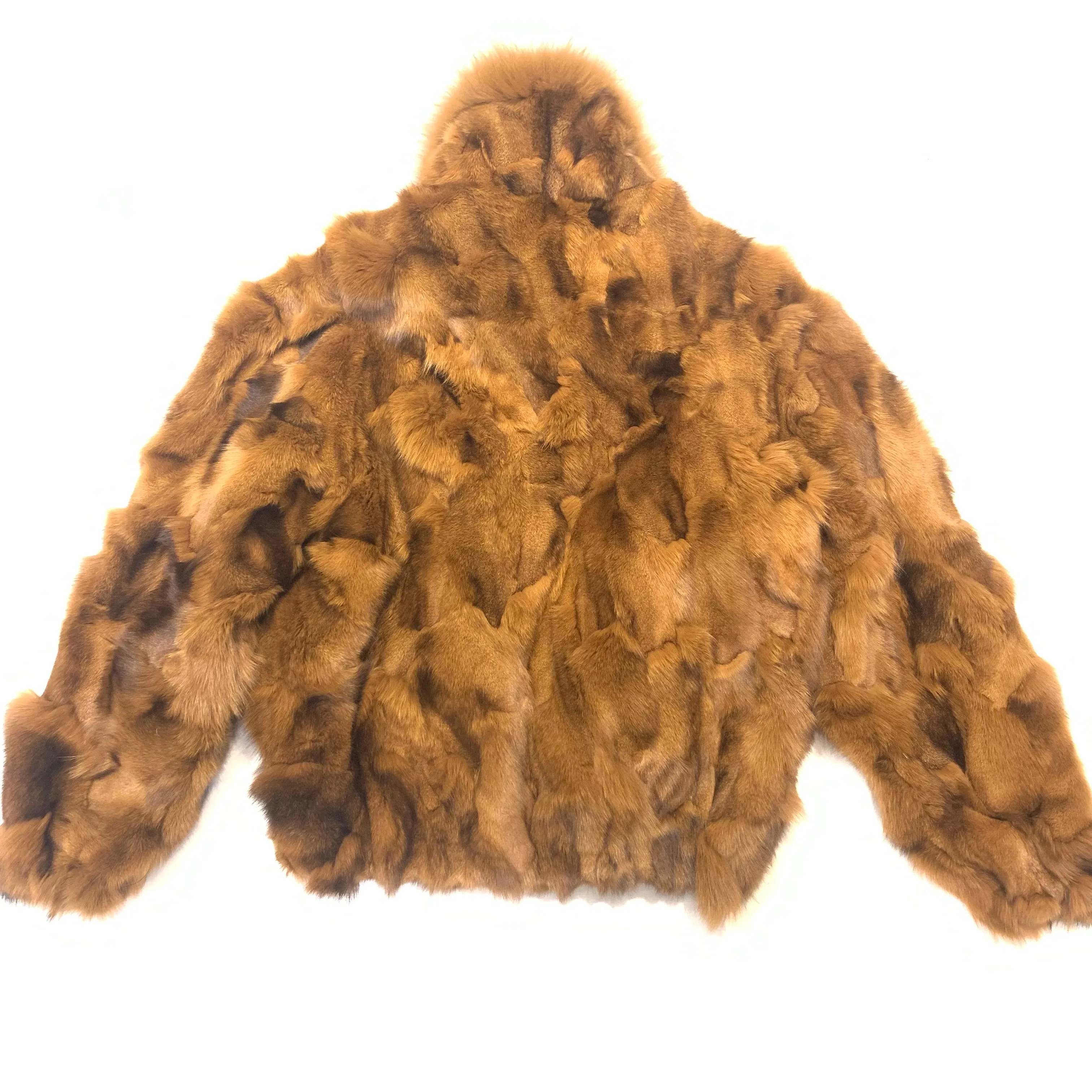 Kashani Men's Whisky Fox Fur  Bomber Coat