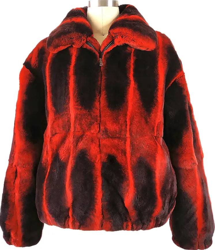 Kashani Red Rex Chinchilla Fur Coat