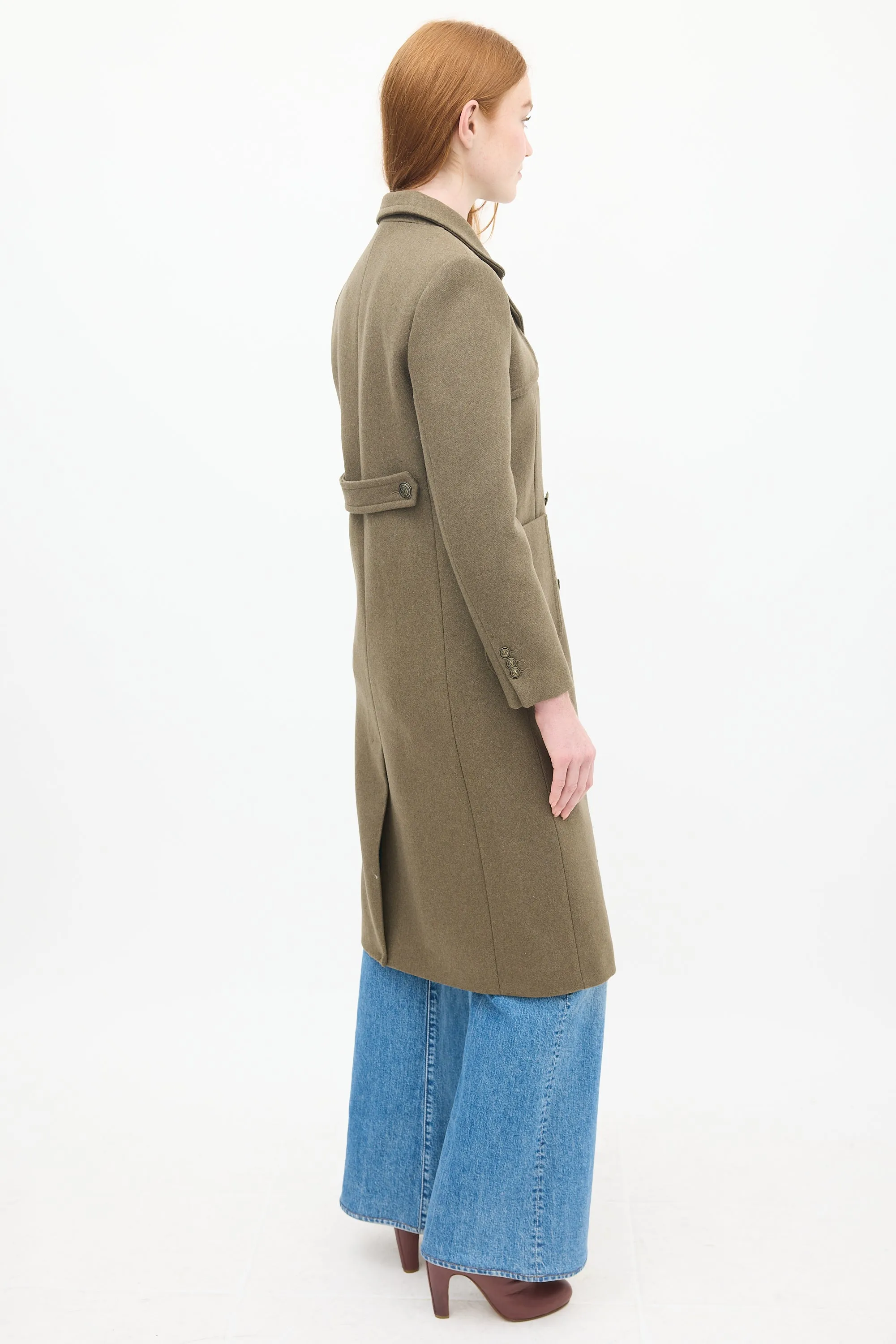 Khaki Green Wool Joshua Double Breasted Coat