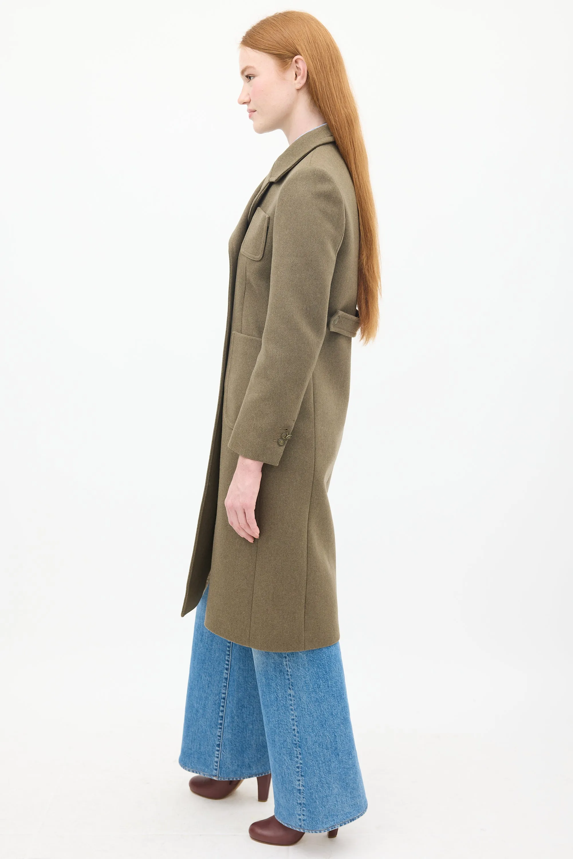 Khaki Green Wool Joshua Double Breasted Coat