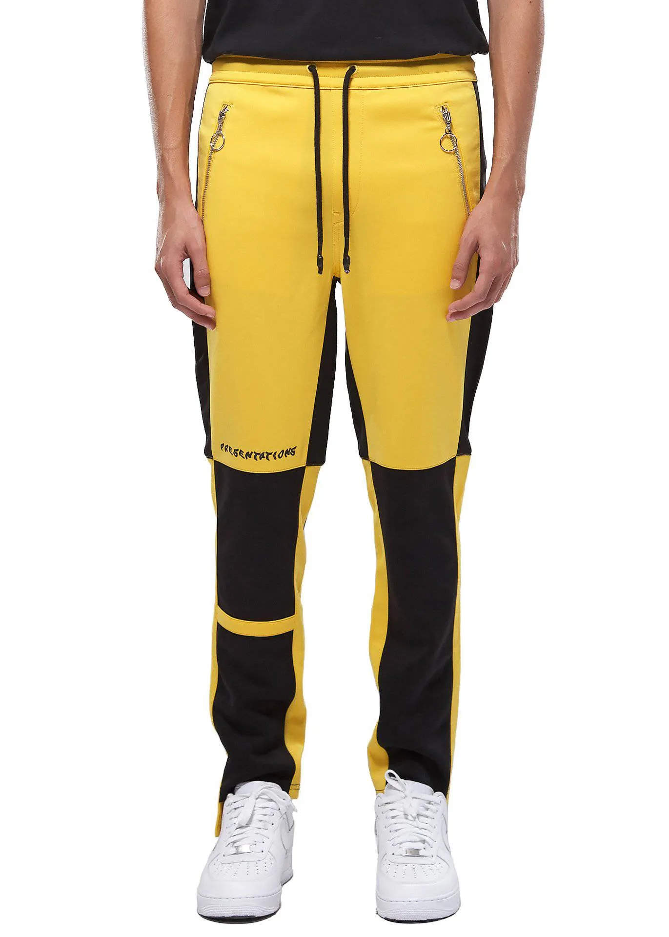 Konus Men's Color Blocked Track pants in Yellow