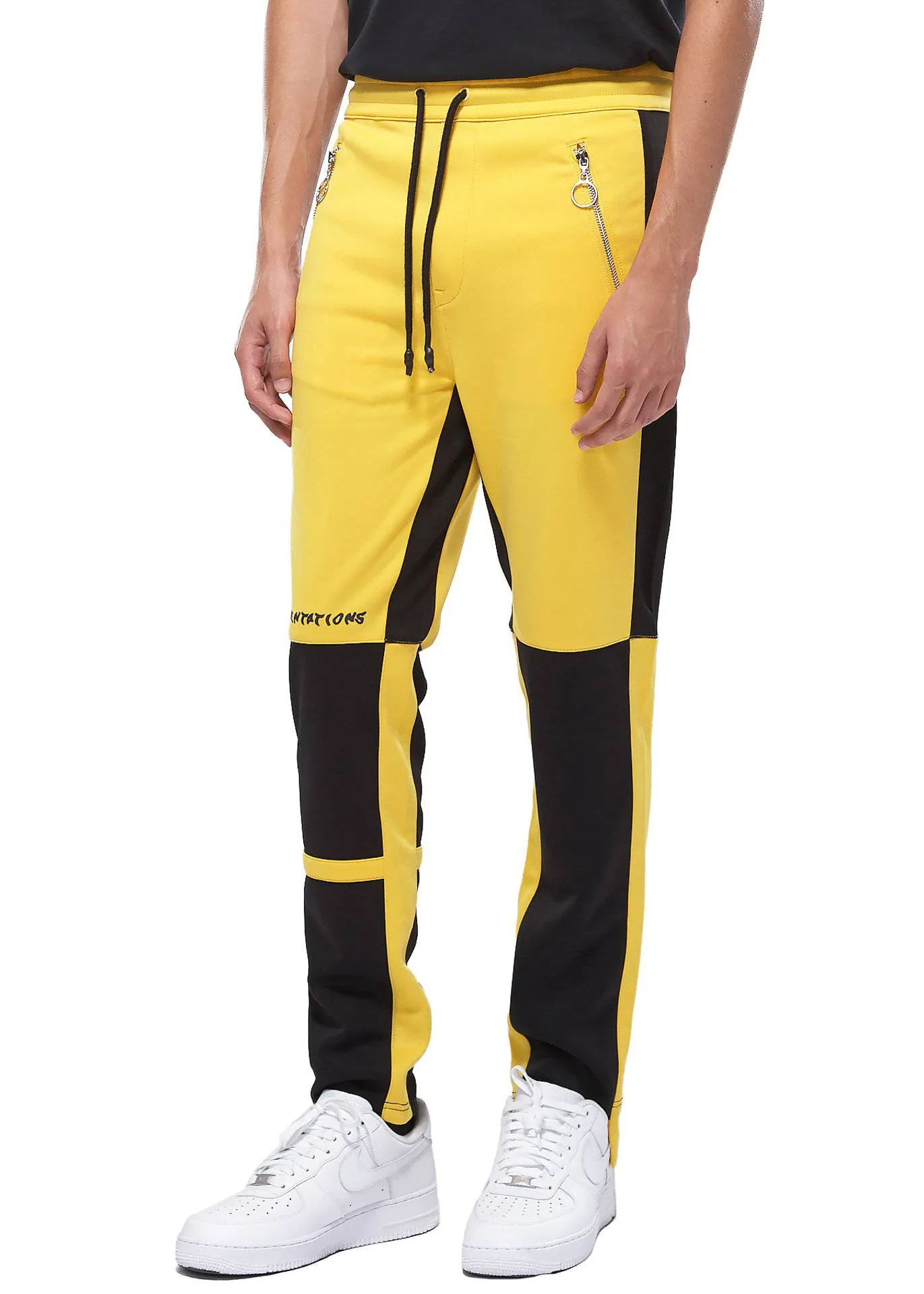 Konus Men's Color Blocked Track pants in Yellow