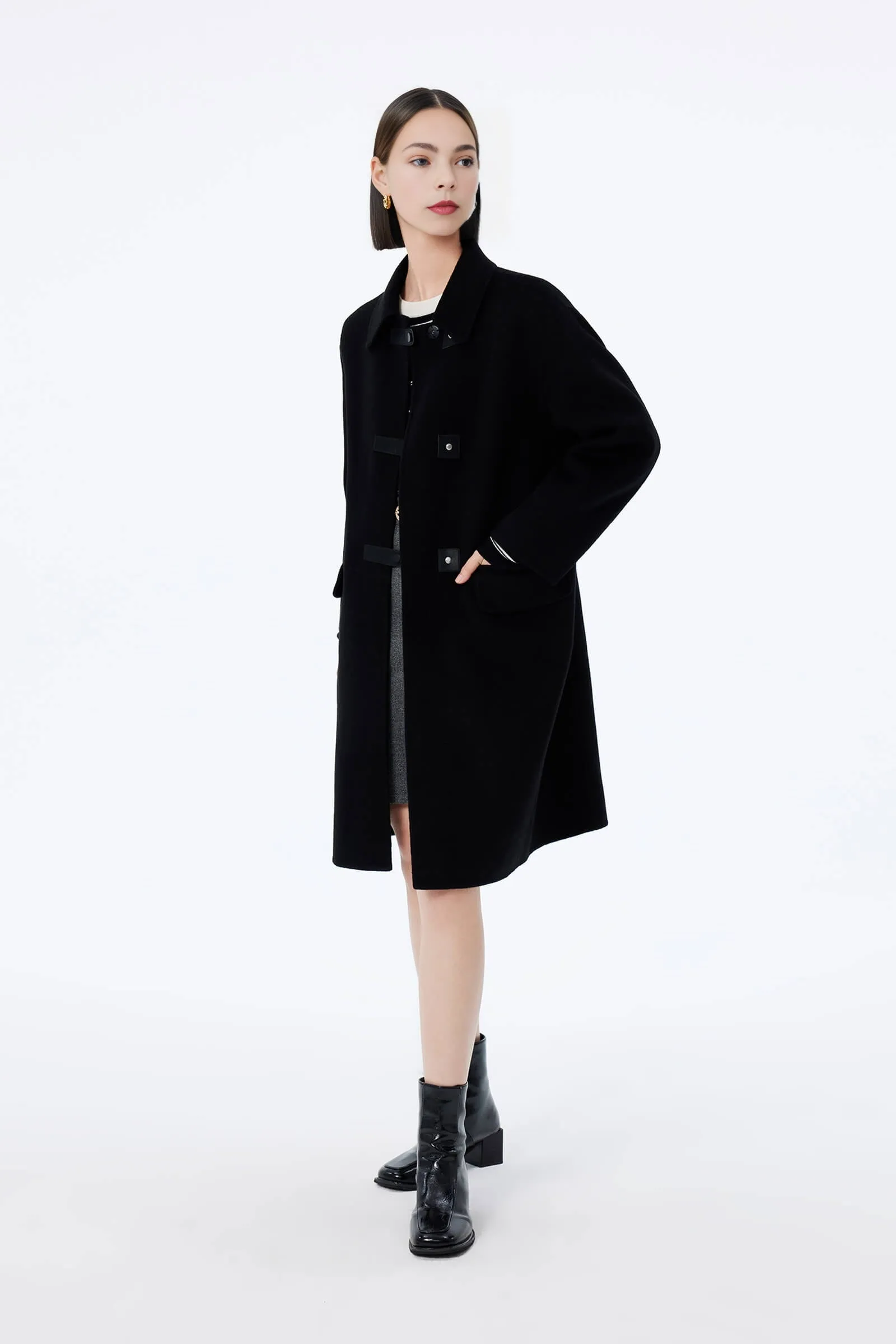 LILY Woolen Coat with Sheep Wool