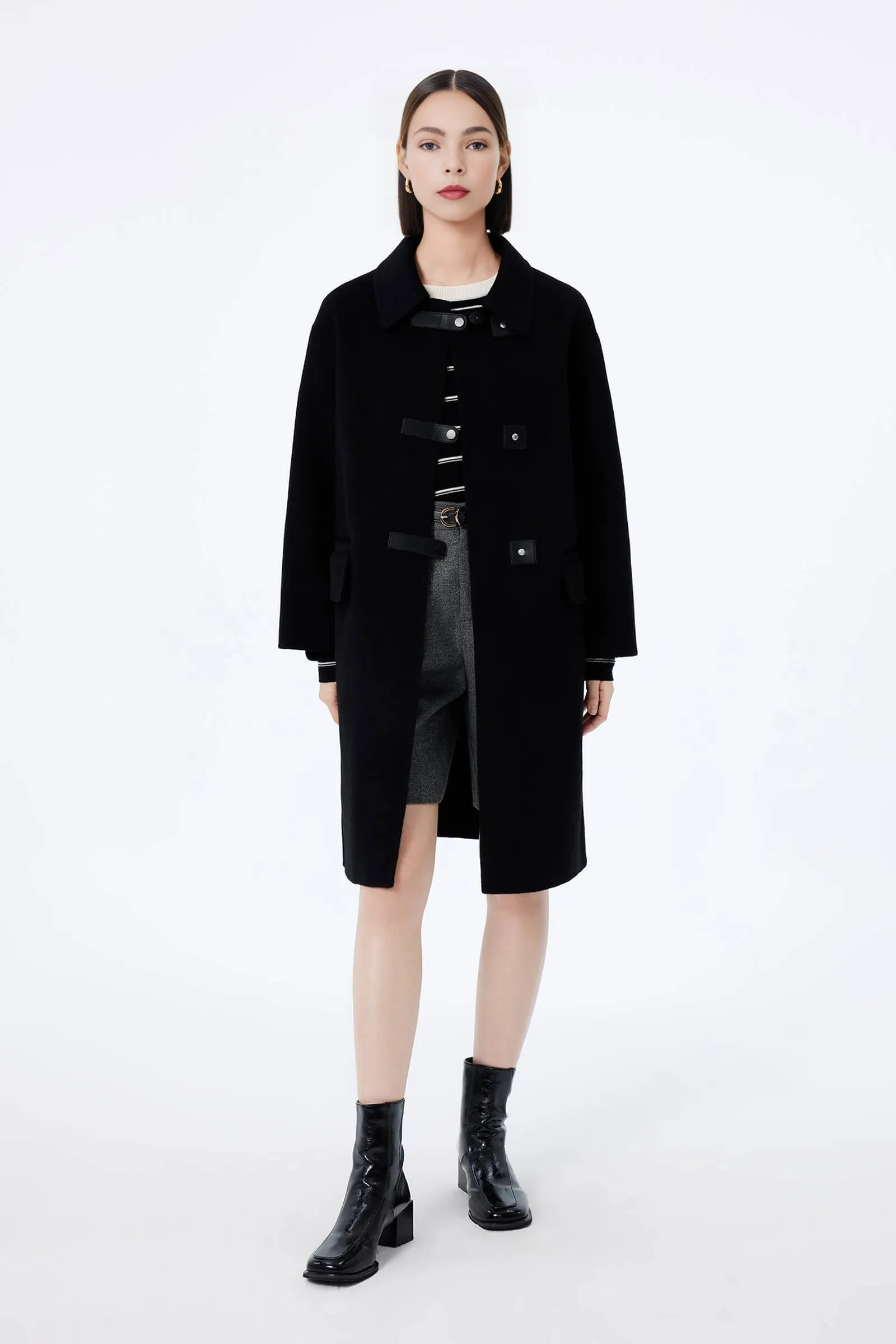 LILY Woolen Coat with Sheep Wool