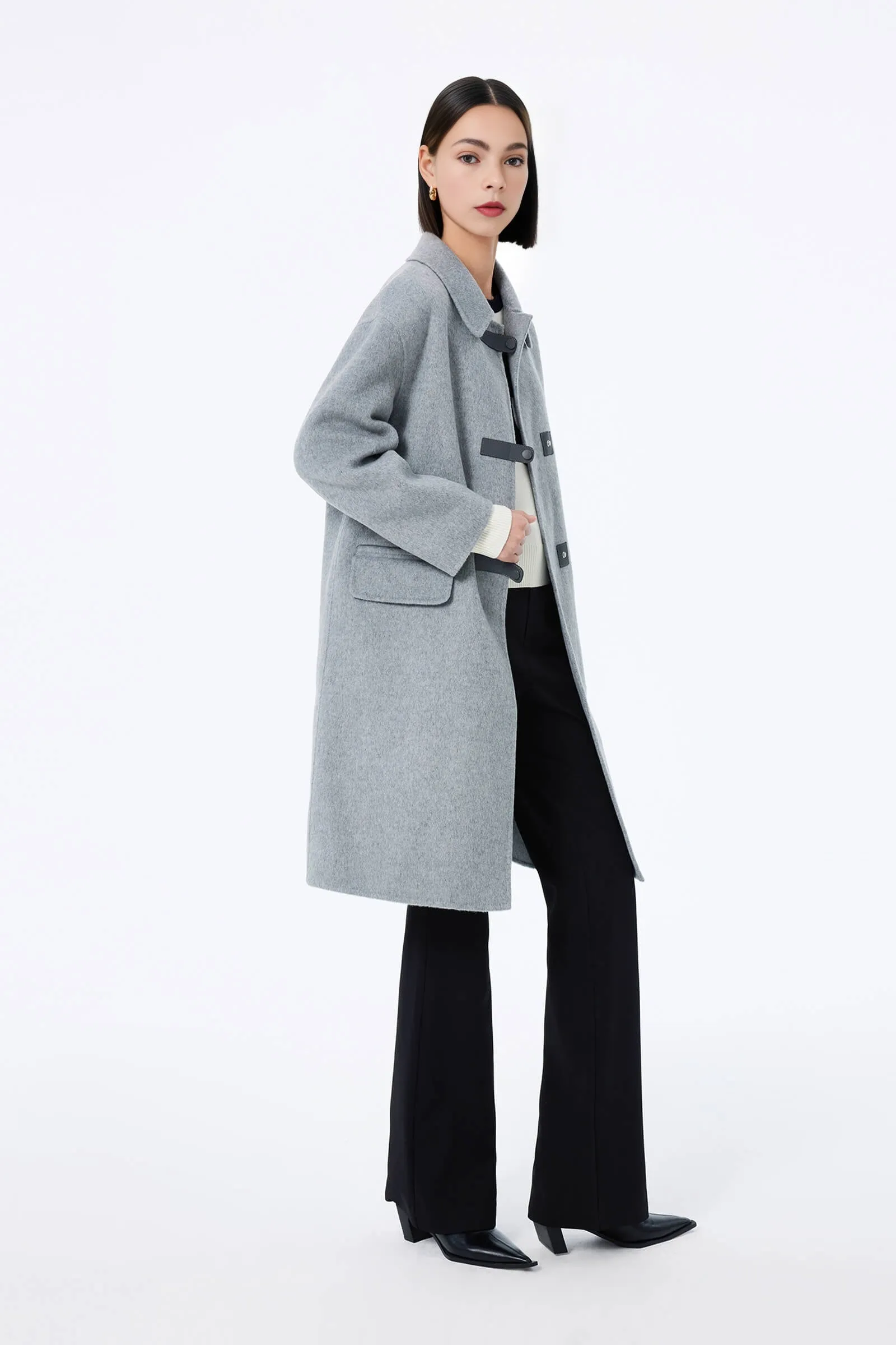 LILY Woolen Coat with Sheep Wool