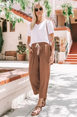 Linen Elastic Waist Pants