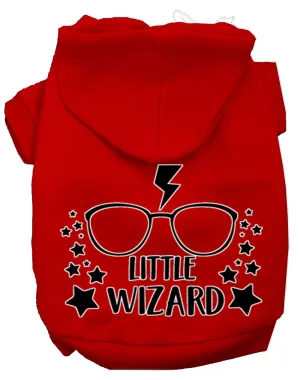 Little Wizard Screen Print Dog Hoodie Red Xl