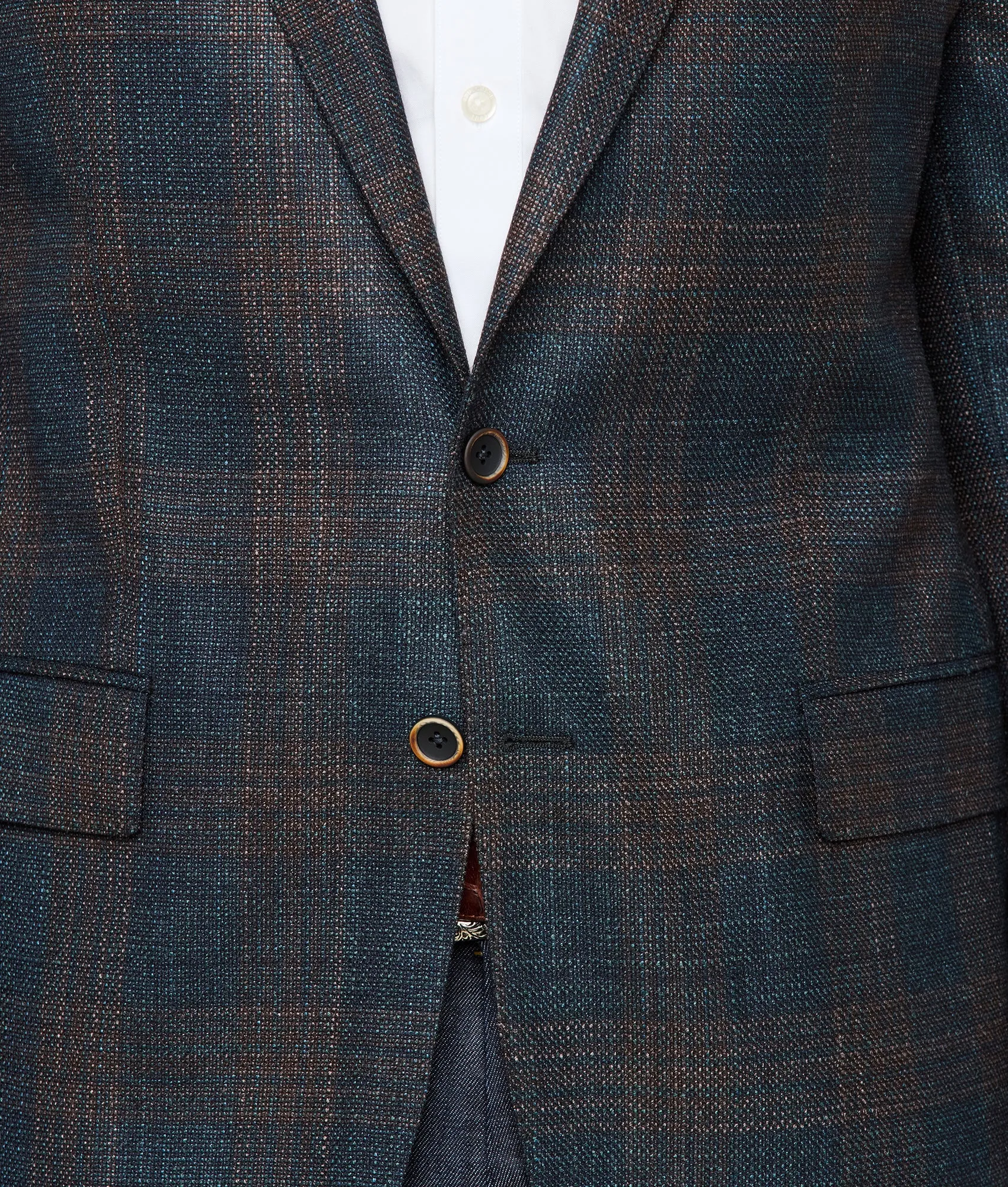 Lucchese Sport Coat :: Teal/Brown Plaid