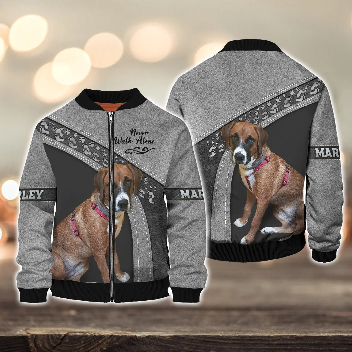 Marley Love Never Walk Alone Love Grey 3D Full Print Shirts, Shirt For Dog Lovers, Dog Memorial Gifts for loss of Dog