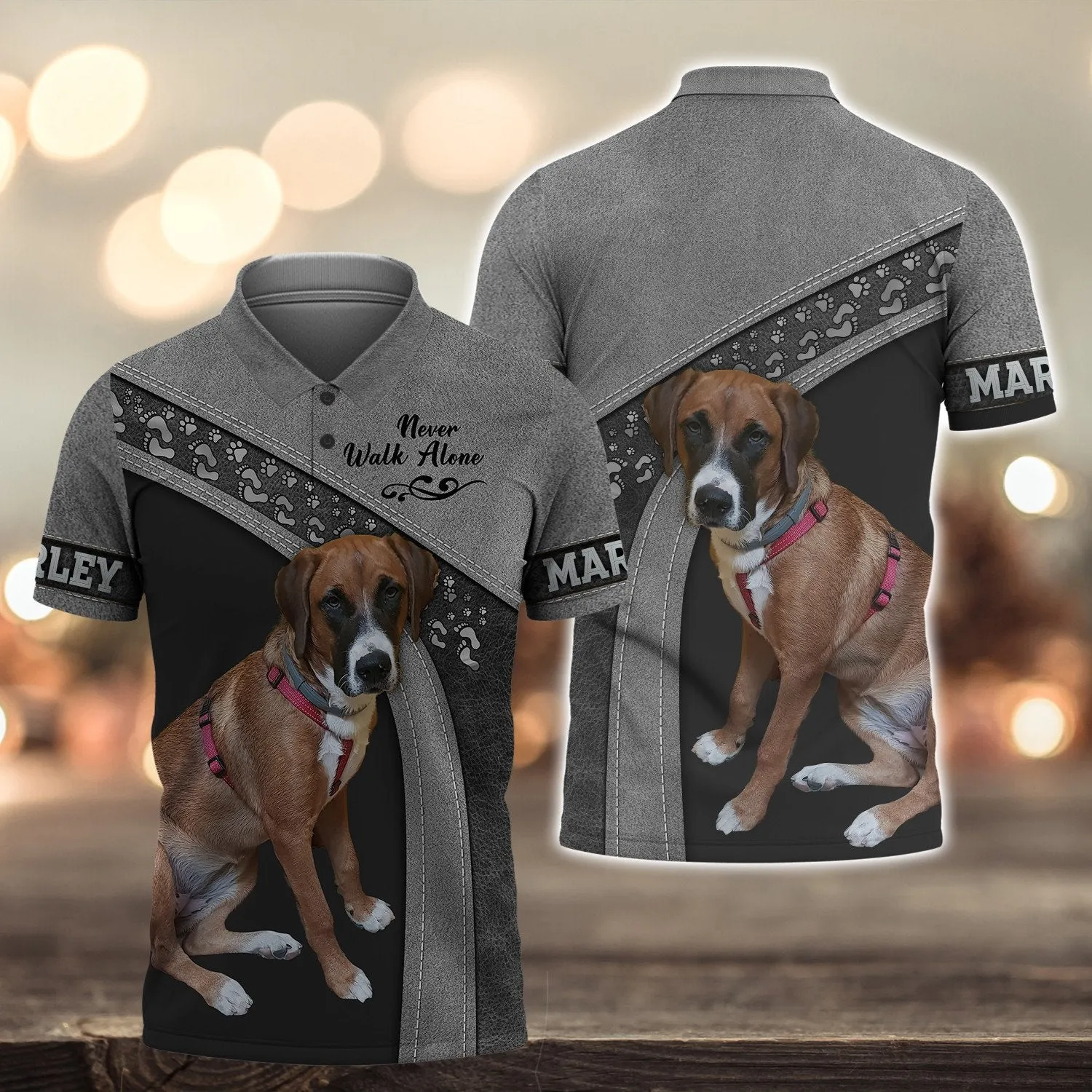 Marley Love Never Walk Alone Love Grey 3D Full Print Shirts, Shirt For Dog Lovers, Dog Memorial Gifts for loss of Dog