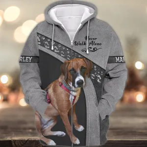 Marley Love Never Walk Alone Love Grey 3D Full Print Shirts, Shirt For Dog Lovers, Dog Memorial Gifts for loss of Dog