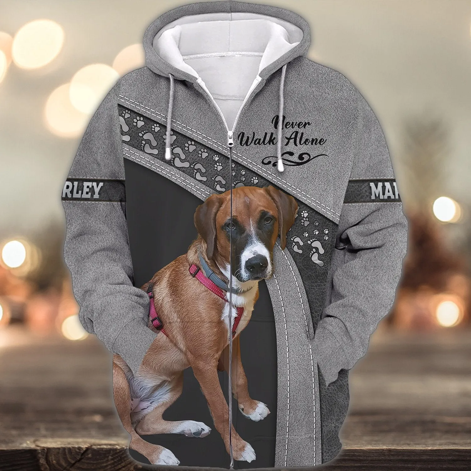 Marley Love Never Walk Alone Love Grey 3D Full Print Shirts, Shirt For Dog Lovers, Dog Memorial Gifts for loss of Dog