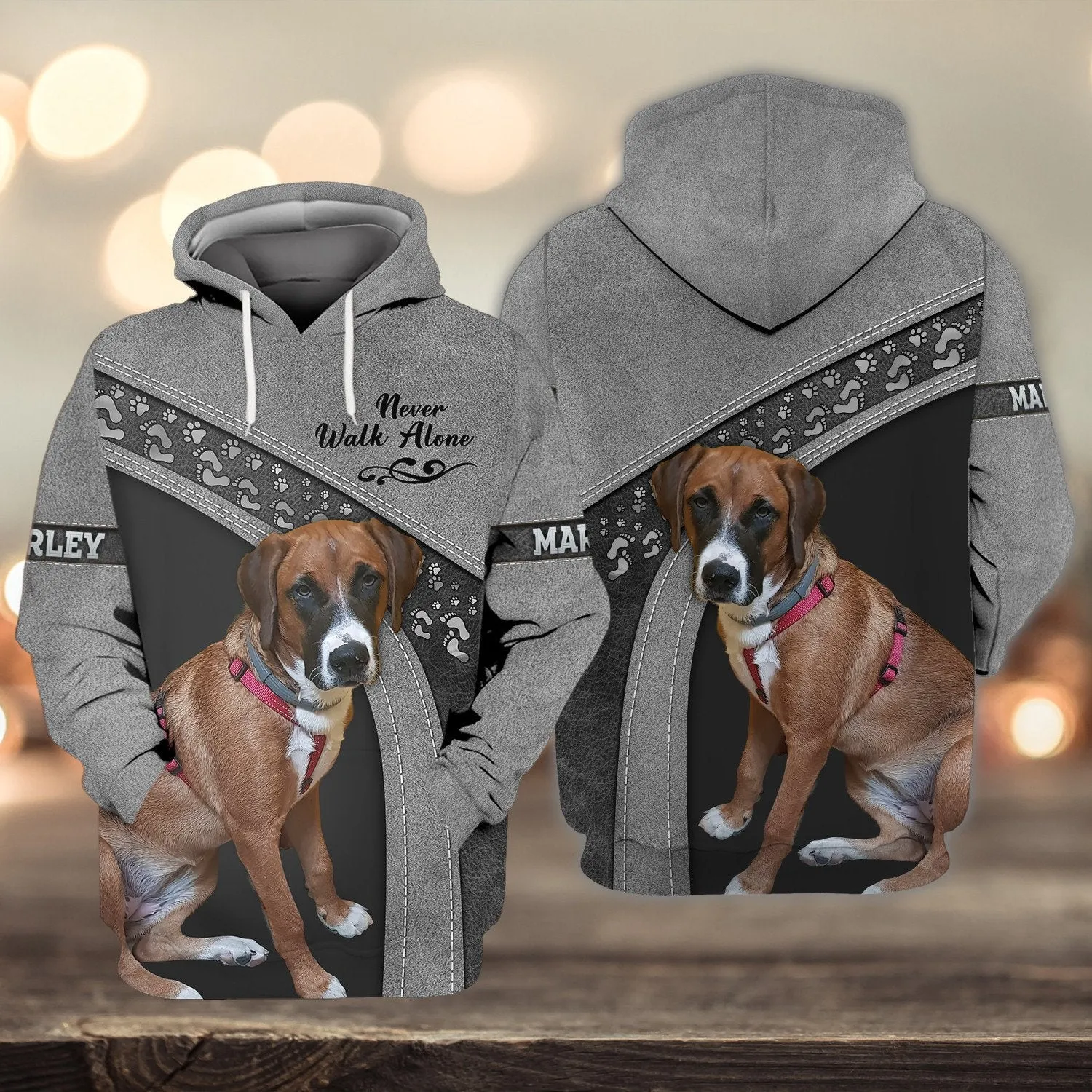 Marley Love Never Walk Alone Love Grey 3D Full Print Shirts, Shirt For Dog Lovers, Dog Memorial Gifts for loss of Dog