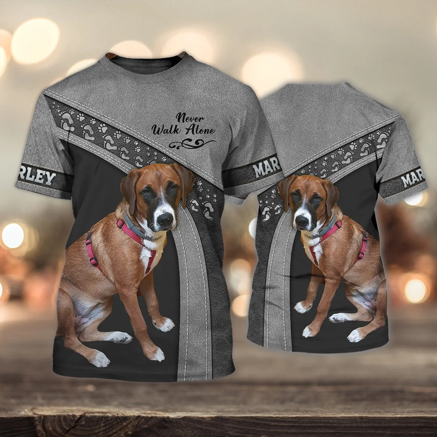 Marley Love Never Walk Alone Love Grey 3D Full Print Shirts, Shirt For Dog Lovers, Dog Memorial Gifts for loss of Dog