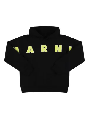 Marni Junior   Logo embroidery cotton hoodie 