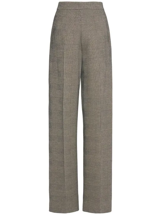 Max Mara   Cognac wool blend jacquard wide pants 