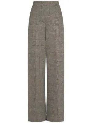 Max Mara   Cognac wool blend jacquard wide pants 