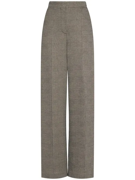 Max Mara   Cognac wool blend jacquard wide pants 