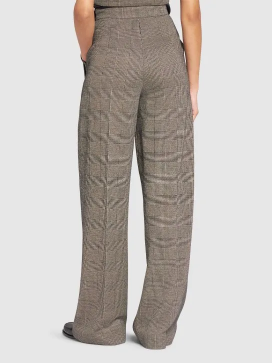 Max Mara   Cognac wool blend jacquard wide pants 