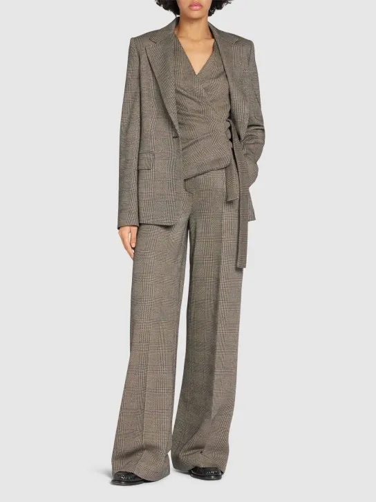 Max Mara   Cognac wool blend jacquard wide pants 