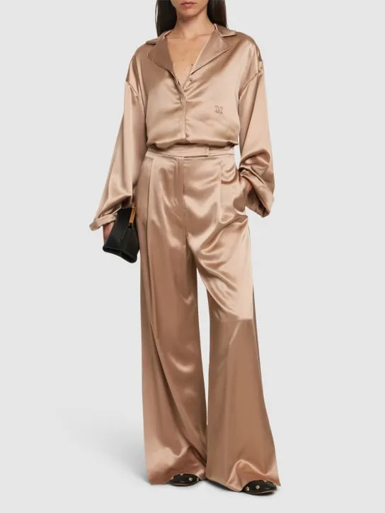 Max Mara   Fiesta silk satin slit wide pants 