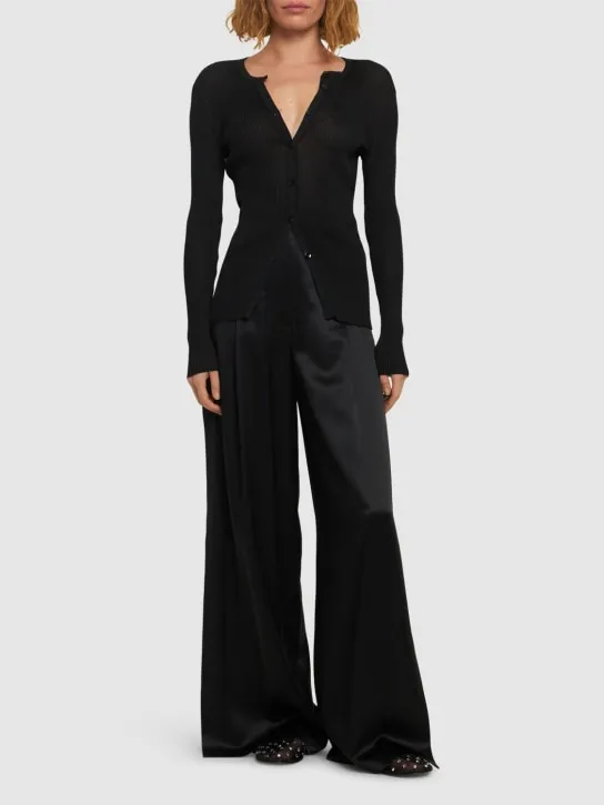 Max Mara   Fiesta silk satin slit wide pants 