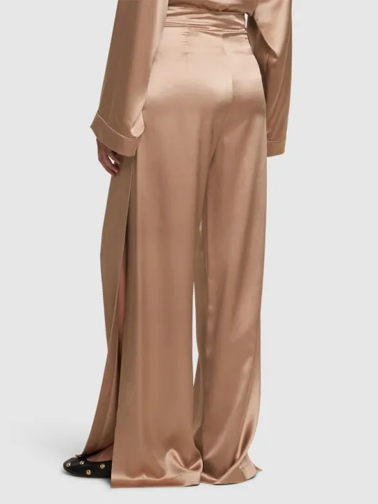 Max Mara   Fiesta silk satin slit wide pants 