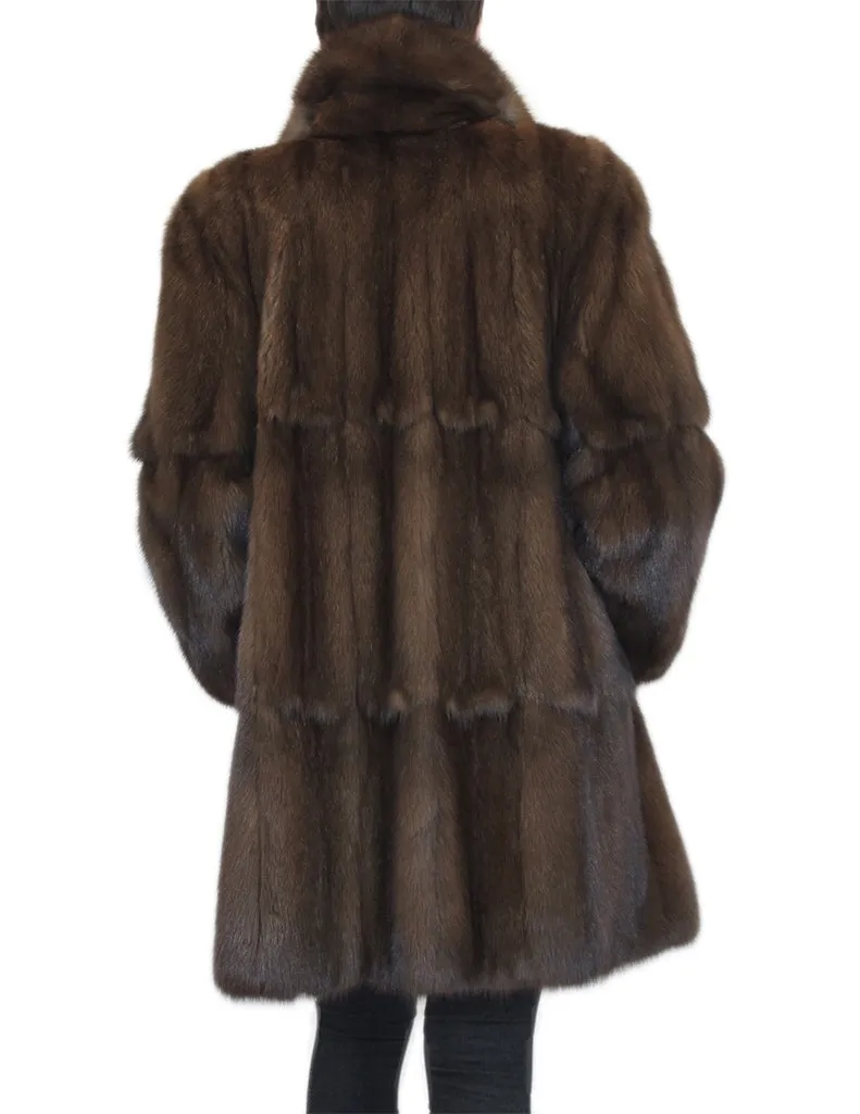 MEDIUM PLEATED NATURAL RUSSIAN SABLE FUR COAT