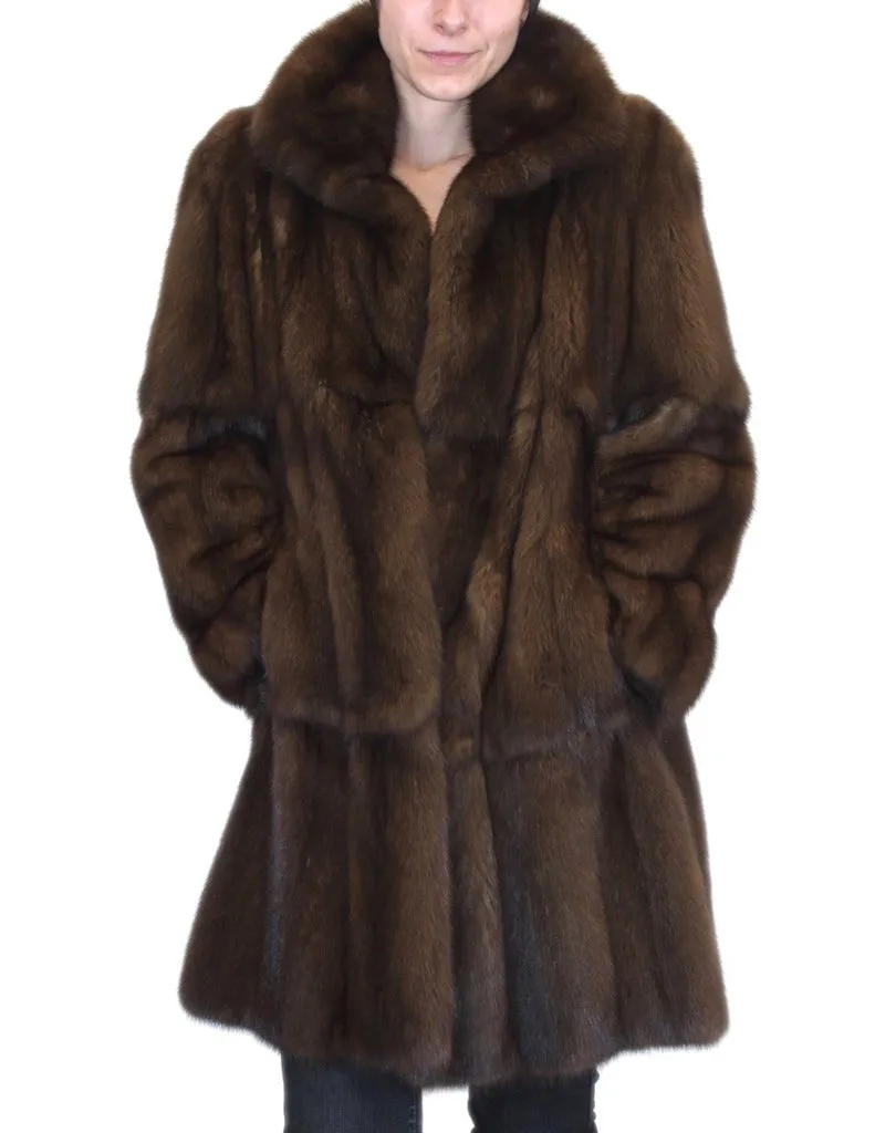 MEDIUM PLEATED NATURAL RUSSIAN SABLE FUR COAT