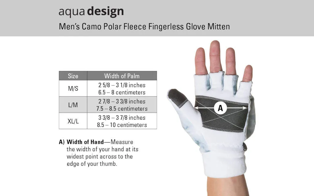 Mens Camo Polar Fleece Fingerless Glove Mitten | Aqua Design