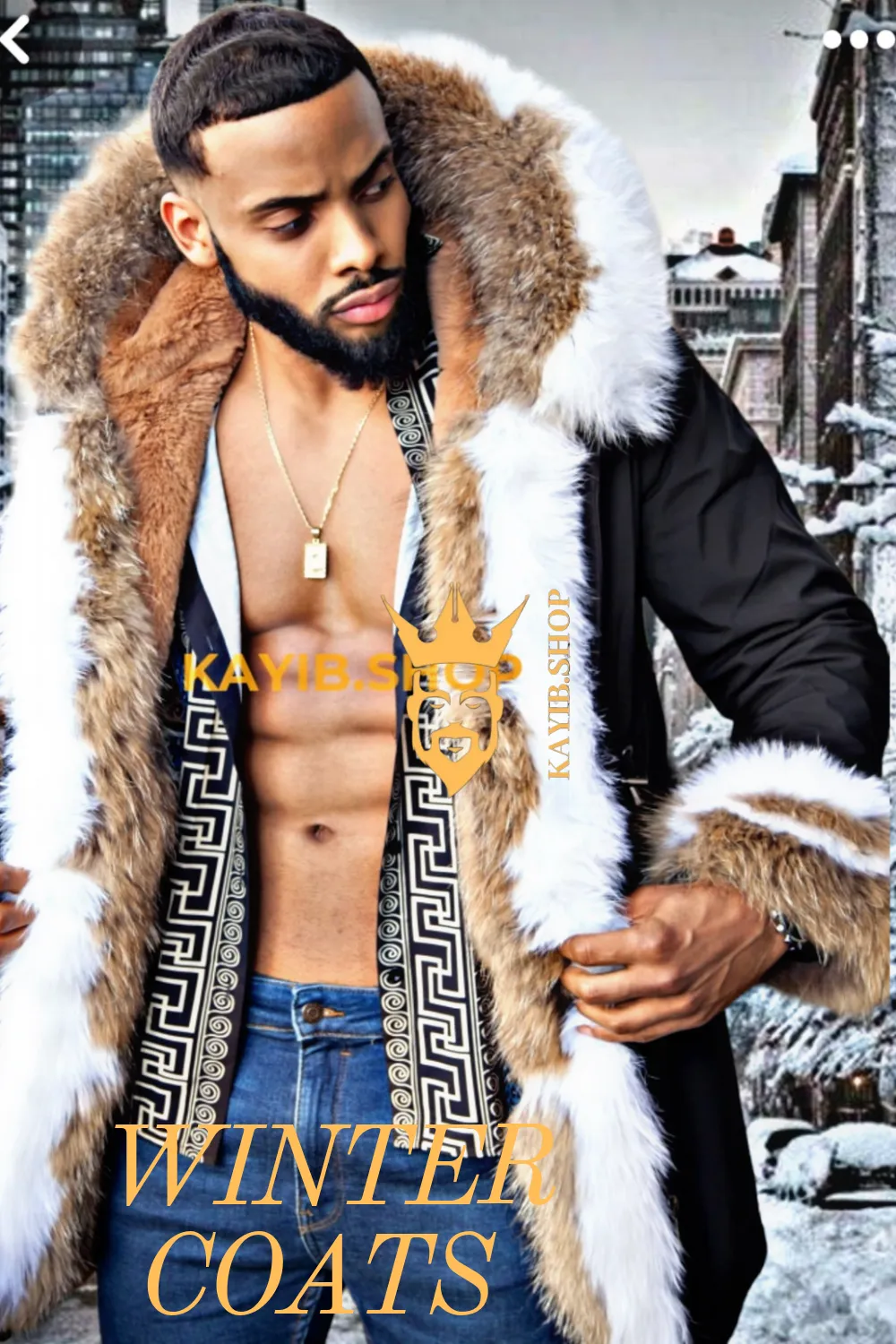 Men's Luxury handmade fox fur Coats Parka - Versatile Winter Protection for the Modern Man