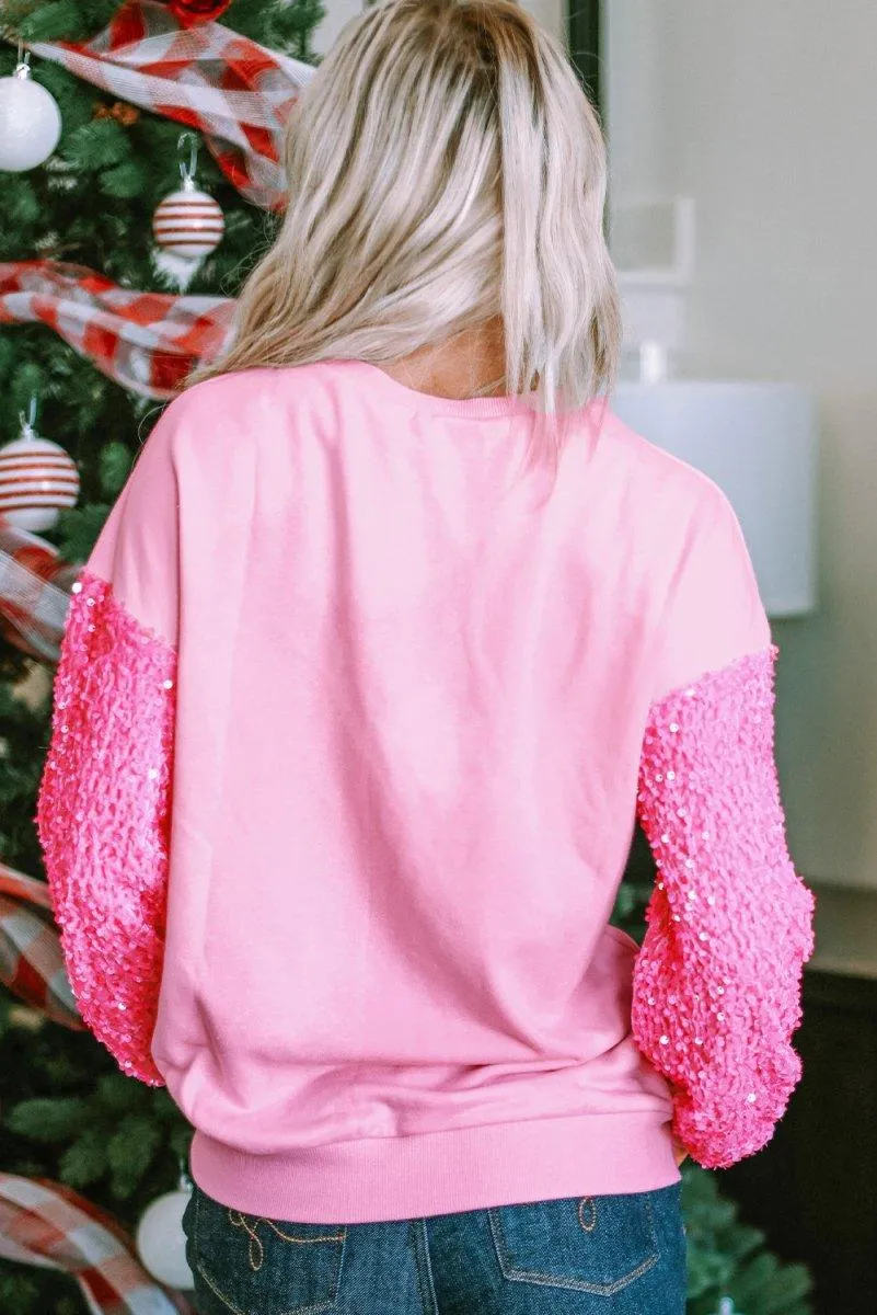 Merry, Merry, Merry Christmas Sequin Graphic Sweater